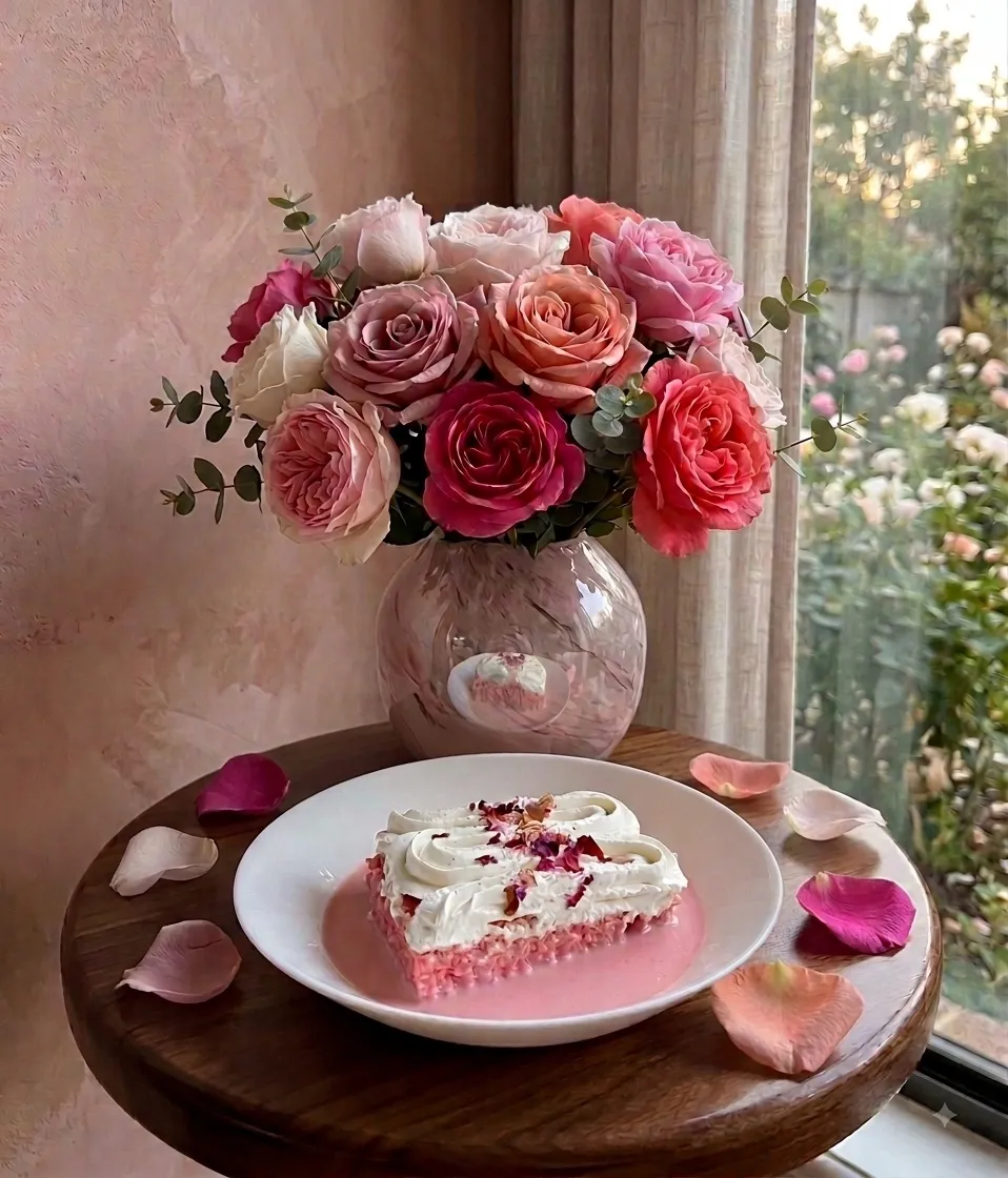 Rose Tres Leches, Plated