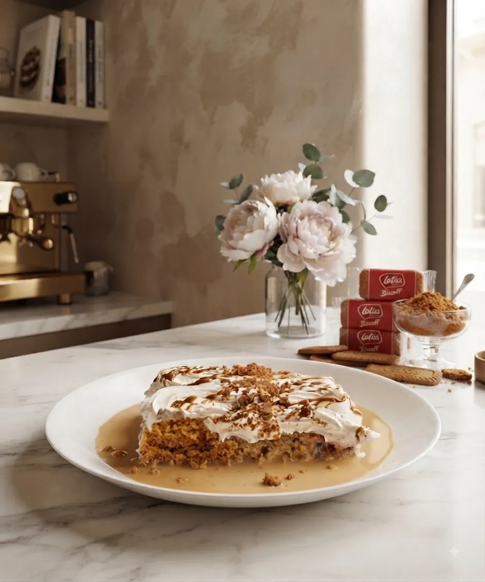 Biscoff Tres Leches, Plated